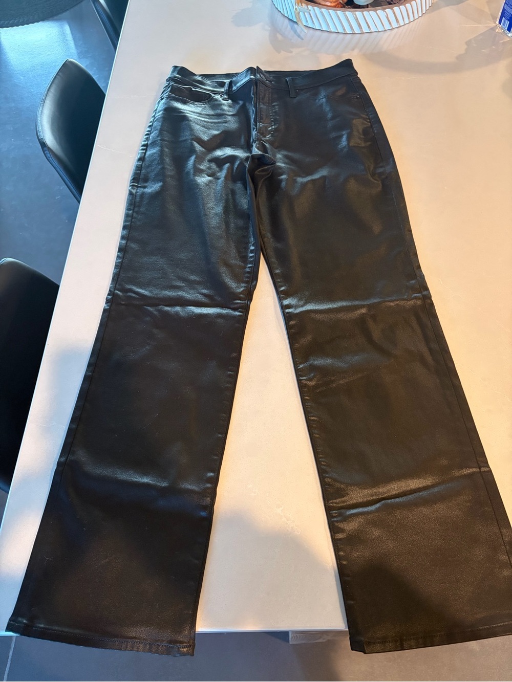 Express Black Faux Leather Straight Leg Jeans